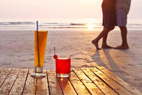 Romantic walk on the beach